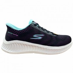 SKECHERS MUJER SLIP-INS NEGRA MORADA 125643 BKPR